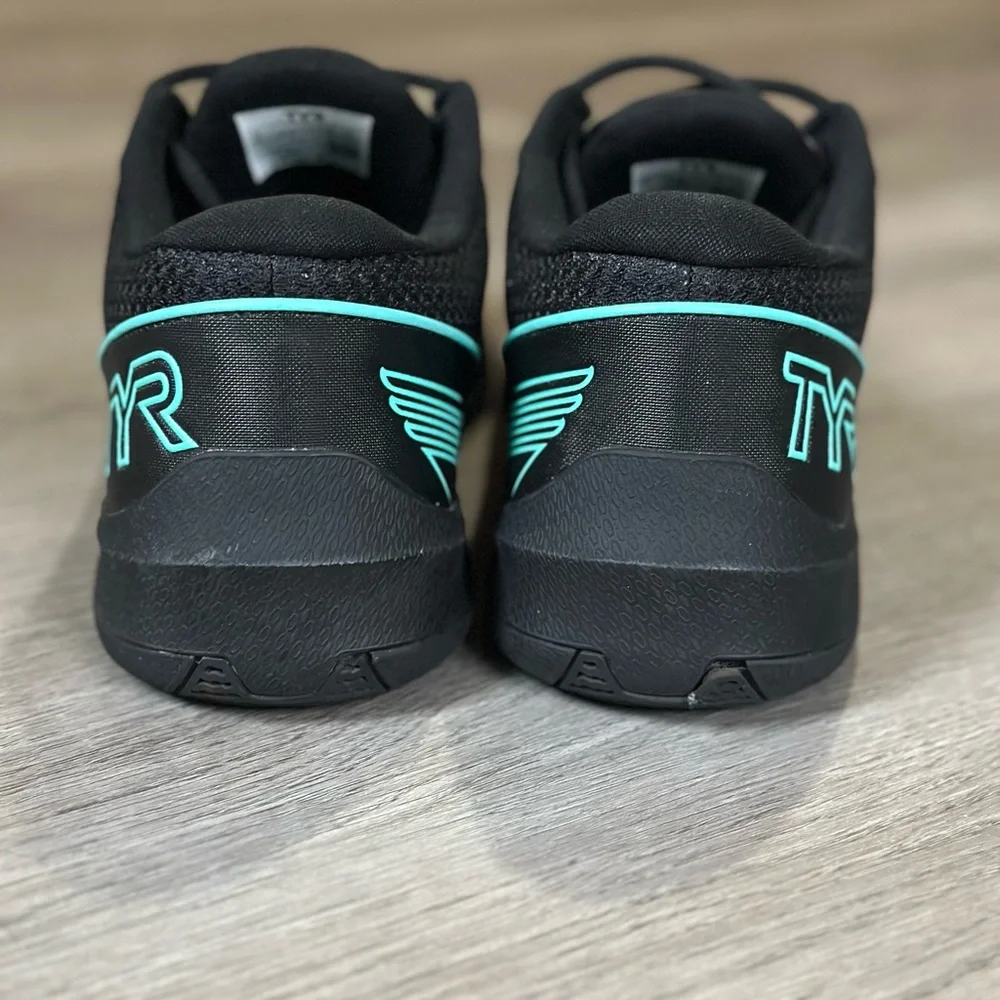TYR Men's Black Athletic Shoes with Teal Trim